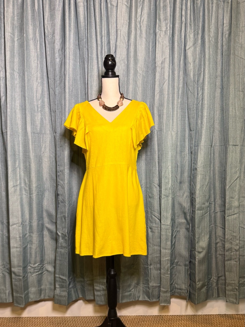 a new day Bright Yellow V-Neck Ruffle Sleeve Mini Dress